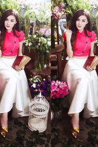 Set áo crotop chân váy xòe VD237