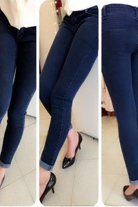 Quần jean lưng cao 1 nút xắn lai VQ19