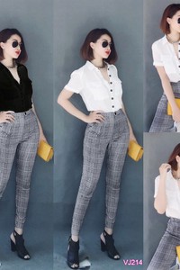 Set nguyên bộ sơ mi 2 túi quần caro VJ214