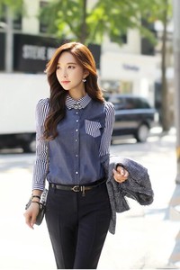 Sơ mi công sở máu Xám Jean phối sọc cá tính