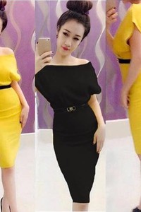 Đầm body lệch vai kèm thắt lưng xinh xắn - sp.00955