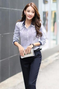 Áo sơ mi cổ bẻ tay dài sọc trắng đen - sp.00958