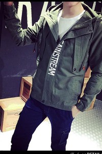 TKB087 - Áo khoác kaki in chữ cao cấp màu xám