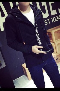 TKB087 - Áo khoác kaki in chữ cao cấp màu đen