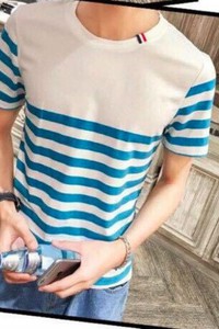 Bb1786 - áo thun sọc cổ tròn cực hot- sọc xanh ngoc