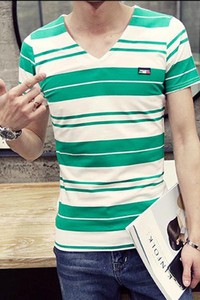 Bb1782 - áo thun sọc logo cổ tim cực hot - xanh lá