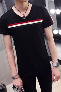 Bb1777 - áo thun phối  sọc tay cực hot - đen