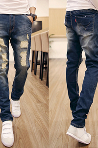 Quần Jeans nam rách đùi nhẹ nam tính
