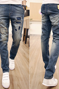 Quần Jeans nam vá đùi nhẹ nam tính