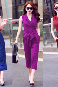 Bộ jumpsuit lửng thắt nơ eo