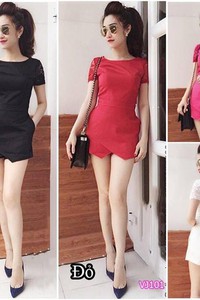 Jum short giả váy tay phối ren