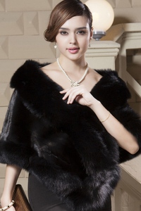 Khăn choàng lông chồn nhập khẩu cao cấp TA417 ( Đen)