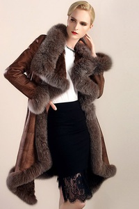 Áo khoác da hàng xuất phối lông chồn cao cấp TA422