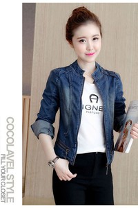 Áo khoác Jean cổ trụ dây kéo cao cấp