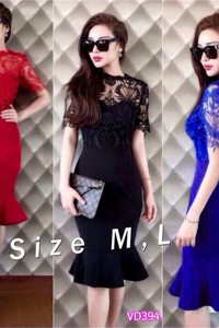 Đầm body đuôi cá dự tiệc phối ren cao cấp VD394