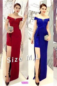 Đầm phối ren trễ vai VD364