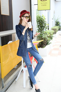 Áo khoác jean phom dài cài nút