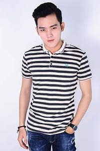 Áo thun nam cổ bẻ viền sọc thời trang 53062 04002700125
