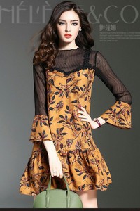 Đầm hoa tay loe - CHQC-079