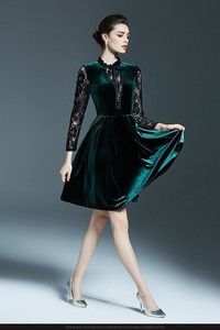 Đầm nhung cổ thắt nơ - CHST-749