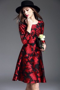 Đầm gấm họa tiết - CHQC-054