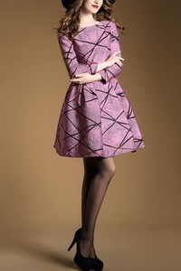 Đầm gấm xòe họa tiết - CHCC-111