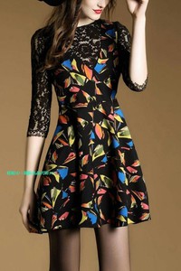 Đầm họa tiết phối ren - CHQC-050