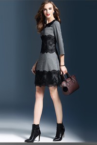 Đầm sọc phối ren - CHCC-054