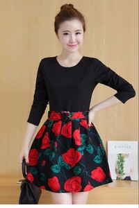 Đầm xòe hoa lá kèm BELT - CHSL-082