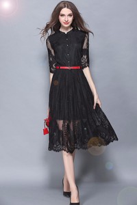 Đầm ren xòe kiểu Vintage kèm thắt lưng - CHGT-205