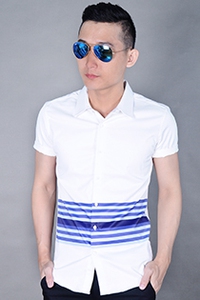 Áo sơ mi nam tay ngắn kiểu sọc ngang 03000300104