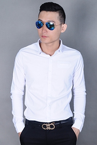 Áo sơ mi nam co giản cổ bẻ gân túi kiểu 03000410101