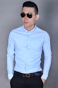 Áo sơ mi nam co giản cổ bẻ gân túi kiểu 03000410108