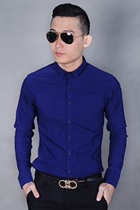 Áo sơ mi nam co giản cổ bẻ gân túi kiểu 03000410109