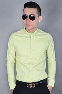 Áo sơ mi nam co giản cổ bẻ gân túi kiểu 03000410111