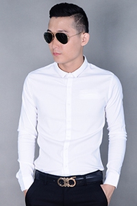 Áo sơ mi nam co giản cổ bẻ gân túi kiểu 03000410125