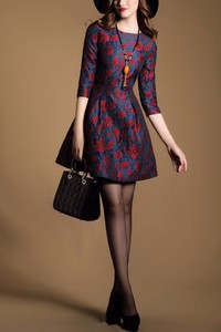 Đầm phi lụa xòe hoa