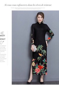 Đầm dáng áo dài in hoa - CHST-998