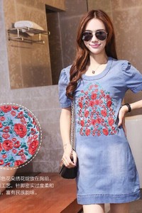 Đầm jean họa tiết hoa nho - CHST-978