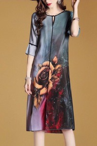 Đầm suông lụa in hoa - CHST-947