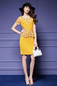 Đầm liền phối ren kiểu PEPLUM - CHCC-146