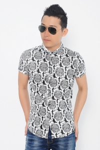 Áo sơ mi nam hàn quốc tay ngắn hoa văn SM1183