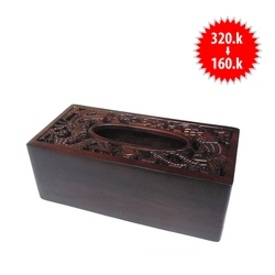 Hộp khăn giấy gỗ muồng trạm rồng phượng hộp to