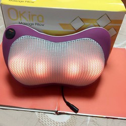 Gối massage hồng ngoại 2 chiều SẠC ĐIỆN OKIRA NHẬT BẢN, bảo hành 5 năm
