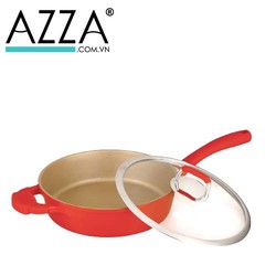 Chảo sâu lòng có vung ELMICH Red Angle tráng sứ đáy từ 24cm