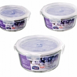 Bộ 3 hộp thủy tinh chịu nhiệt Lock&Lock hình tròn