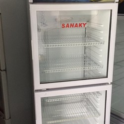 tủ mát SANAKY 2 cửa 355L mới 89%, chạy êm, zin, mát lạnh nhanh, ngăn rộng,