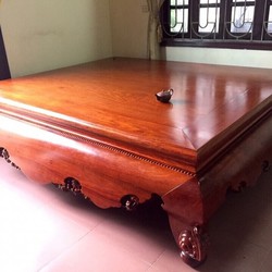 Sập ngồi kiểu trơn - 3 bông ( gỗ gụ )