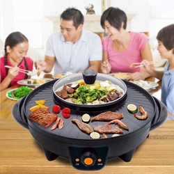 Bếp lẩu kết hợp nướng hai trong 1 tiện cho mọi gia đình,nồi lẩu nướng điện đa năng,chảo lẩu nướng 