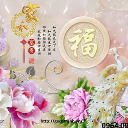 tranh 3d phòng khách; gạch tranh 3d ngọc bích